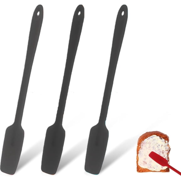 3Pcs Silicone Tall Jar Scraper, Silicone Spatulas with Long Handle-Heat Resistant Jar Scraper Silicone Spreader Butter Bread Tusi Restaurant Kitchen, Black