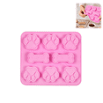 thumbnail image 1 of 3Pcs Silicone Treat Mold, Paw & Bone Shape Baking Tray, Non‑Stick Mould for Candy Chocolate Pet Snack Making, Pink, 1 of 4