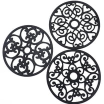 3Pcs Silicone Trivet Mats Heat Resistant Kitchen Hot Pads Hot Pot Holder, Black