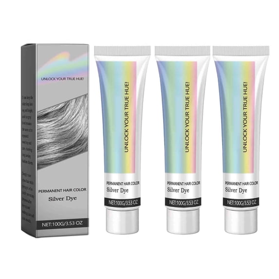 3Pcs Silver Hair Dye, Hair Dye, Hair Coloring Products, Long-Lasting Color-Lock Hair Dye