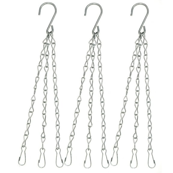 3Pcs Silver Hanging Basket Chain,3 Point /4 Point 20 Inch Hanging Chains with Hooks for Pot Replacement Plant Hangers for Planters and Lanterns