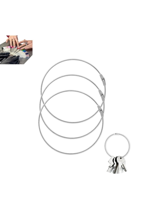 3Pcs Silver Large Key Ring Hoops, Easy-Open Locking Metal Rings for Keys Crafts,and Documents,Sturdy Multi-Purpose Organizer for Home,Office,and Daily Carry​,0.16x4.57in