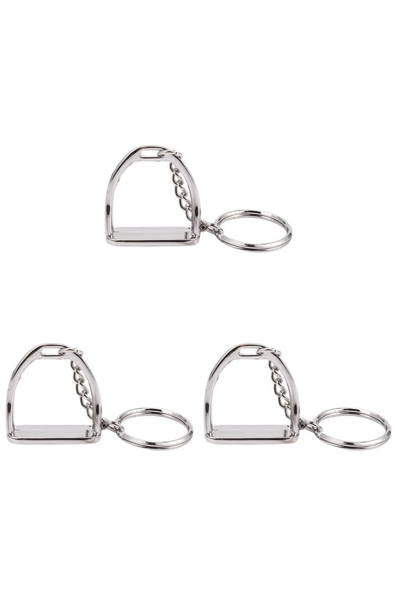 3Pcs Simple Elegant Design Western Stirrup Keychain Key Ring Hanger Tool for Men Women Bag Decoration Equestrian