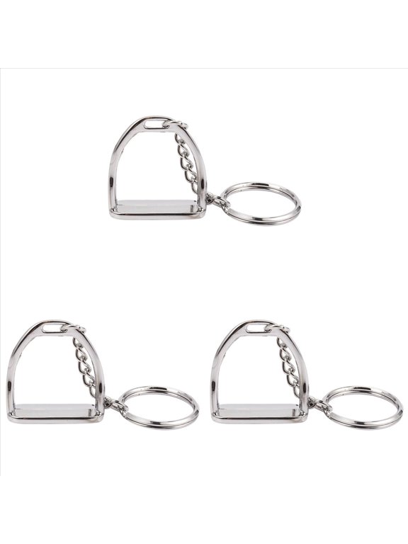 3Pcs Simple Elegant Design Western Stirrup Keychain Key Ring Hanger Tool for Men Women Bag Decoration Equestrian