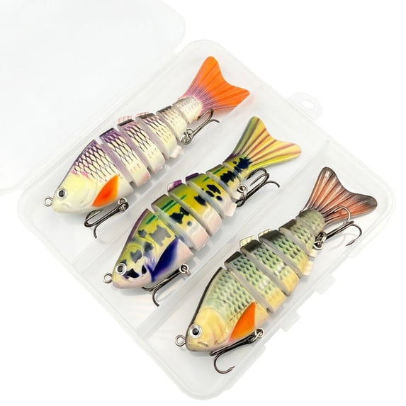 3Pcs Sinking Hard Swimbait Lures Slow Sinking Segmented Bass Swim Bait Multi Jointed Scale Hard Bait For Outdoor Fishing(Grey1-9.5Cm)
