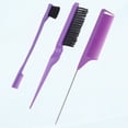 thumbnail image 1 of 3Pcs Slick Back Hair Set Set, Teasing Hair Brush Back With Comb Brush Kit Include 1 X Hair Dye Brush, 1 X Hair Comb Oil and 1 X Rat Tail Comb for Hair Picking, Parting, Braiding, 1 of 5