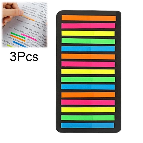3Pcs Slim Fluorescent Translucent Index Tabs, Page Markers for Teachers & Students