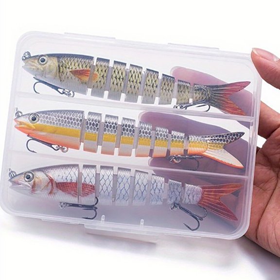 3Pcs Slow Sinking Fishing Baits Multiple Sections Fishing Lures 3D Artificial Fishing Lures Swimbait