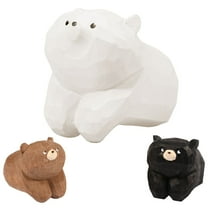 3Pcs Small Bear Figurines Decorative Carved Wood Bears Handmade Bear Figurines Decor Creative Wood Bear Statue Mini Bear Statue for Home Decor Art Carving Work