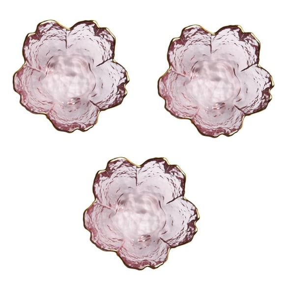 3Pcs Small Glass Plate with Golden Border Mini Seasoning Dessert Cute Style Bowl for Ice Cream Salad