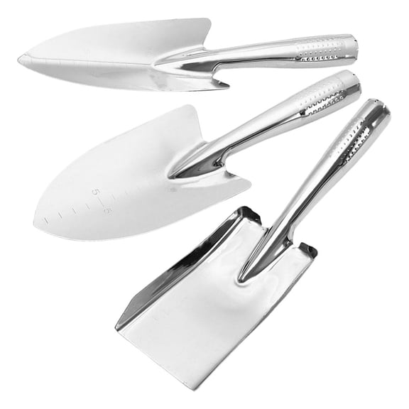 GOOHOCHY Stainless Steel Gardening Trowel Handheld Shovel for Weeding with Ergonomic Handle Silver 3 Pieces