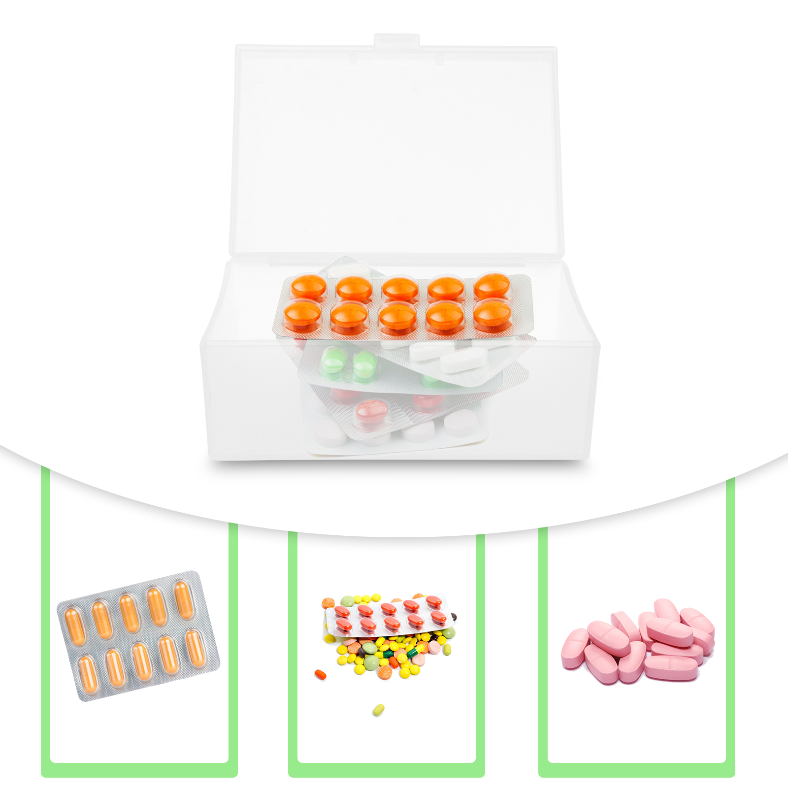 3Pcs Small Pocket Pill Case Portable Vitamin Pill Box Organizer