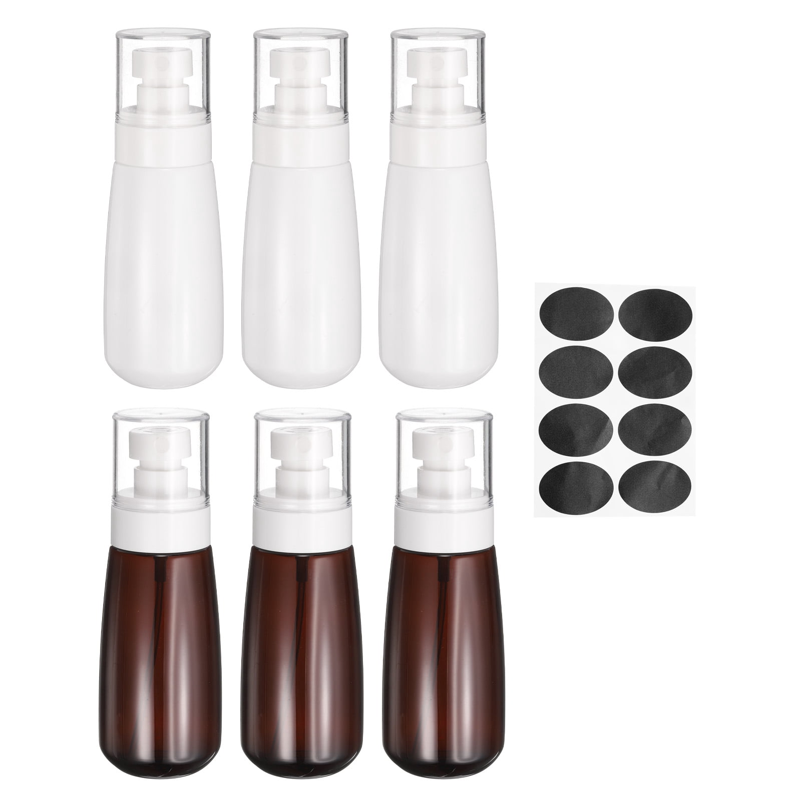 3Pcs Small Spray Bottles, 100ml/3.4 oz Travel Size Spray Bottle Fine Mist with Labels (Cylinder, White/Clear)