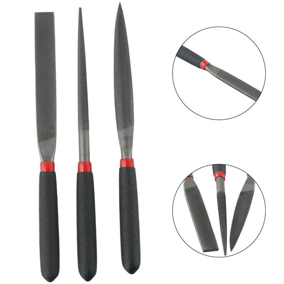3Pcs Small Steel Files Kit Needle File 118Mm Length Flat Round Half Round Blade For Stone Glass Metal Carving Craft Hand Tool Smile Home