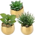 thumbnail image 1 of 3Pcs Smaller Succulents Artificial Plants with Gold Ceramic Pot Cute Mini Fake Potted Plants Decor for Modern Home, 1 of 5