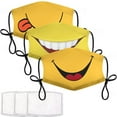 thumbnail interactive-video image 1 of Rhinestone Smiley Face Mask Cover - Cotton, Reusable, Washable (Black, Yellow, Gold) Women's Half Mask 1 of 3