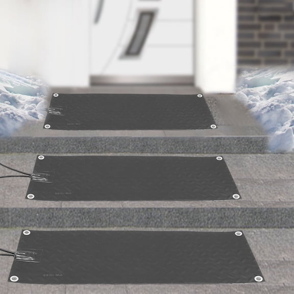 3Pcs Snow Melting Mat Non-Slip Heated Outdoor Mats 10''x30'' with Power Cord
