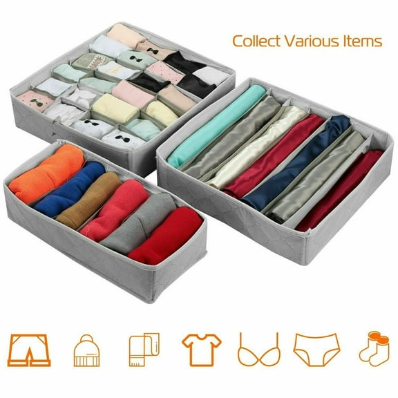 3Pcs Sock Bra Underwear Closet Drawer Organizer Storage Bamboo Charcoal Set