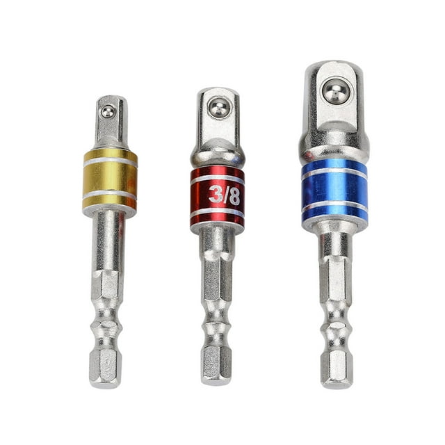 3Pcs Socket Adapters Drill Nut Driver Extension Bars Set 1/4in 3/8in 1