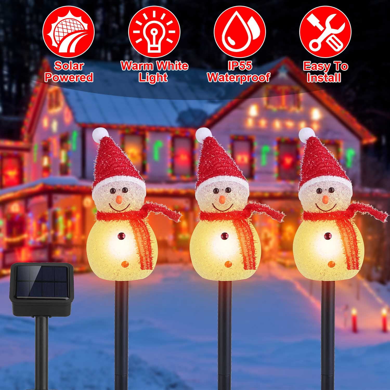 Lighted Outdoor Snowman Family 3.5 Foot 3.5FT Lighted Snowman Family - Set  Of 3 Outdoor Christmas Decorations With 180 Warm White LED Lights Warm  White Christmas Snowmen Set, image size:1500x1500