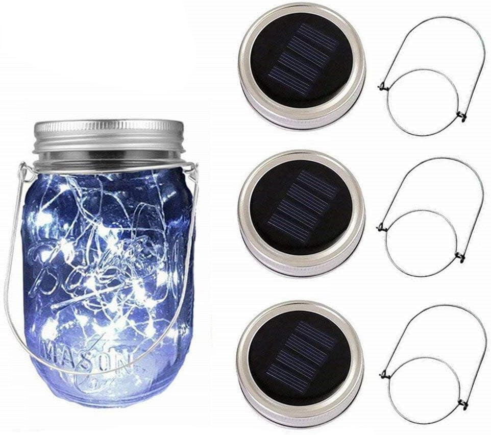 3Pcs Solar Powered Lid Insert 20 LED Mason Jar String Light for Glass ...