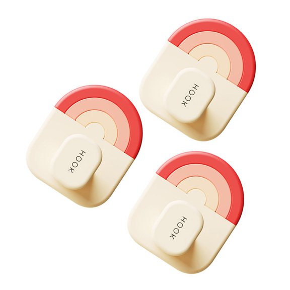 3Pcs Space Saving Wall Hooks Rainbow Adhesive Hooks For Home Wall Hangers