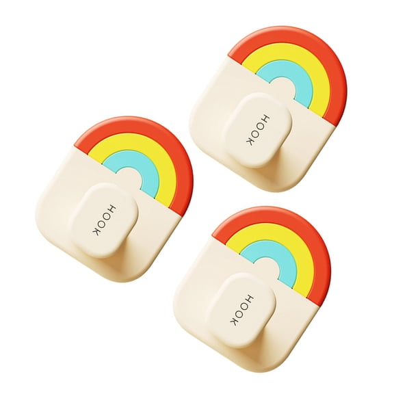 3Pcs Space Saving Wall Hooks Rainbow Adhesive Hooks For Home Wall Hangers