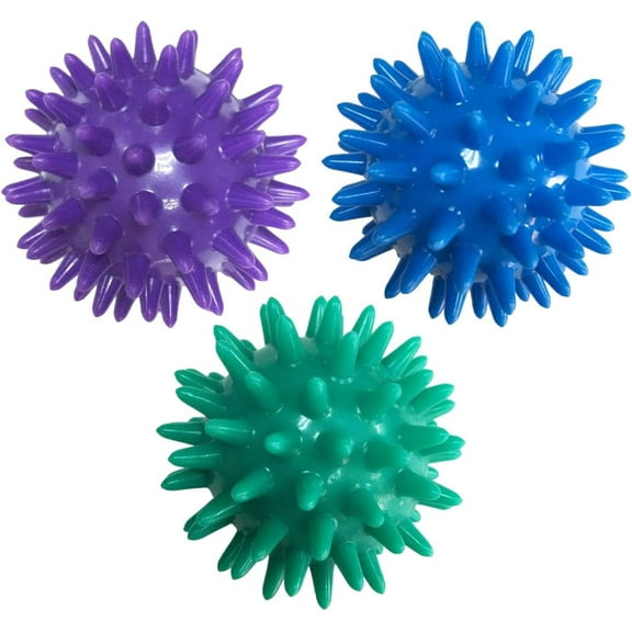 3Pcs Spiky Massage Balls Relaxation 2.4inch Handheld Compact Spiky Foot Rollers Workout Massaging Ball for Head Back Feet Neck Face, Yellow
