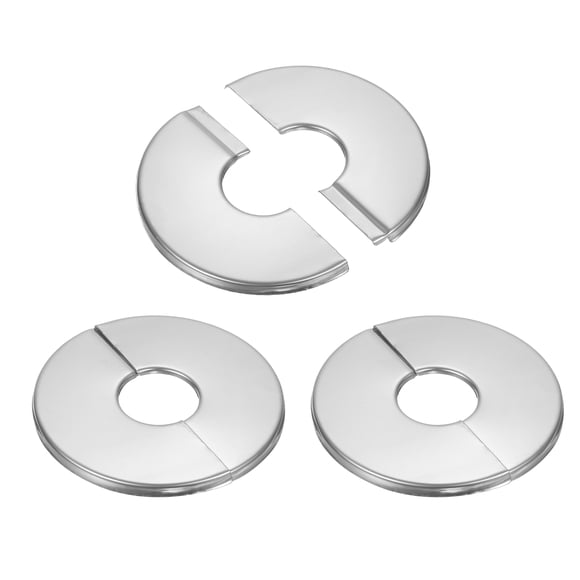 Uxcell 3Pcs Split Flange Self Adhesive Escutcheon Plate Stainless Steel Hole Cover 0.22" Height for 0.87" Dia Pipes Toilet Drain Faucet