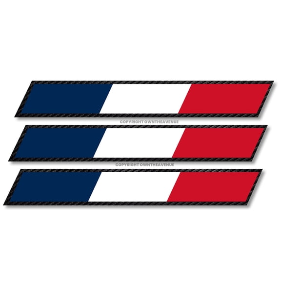3Pcs Sport Style France French Racing Stripes Flag Sticker Decals 6" Inches