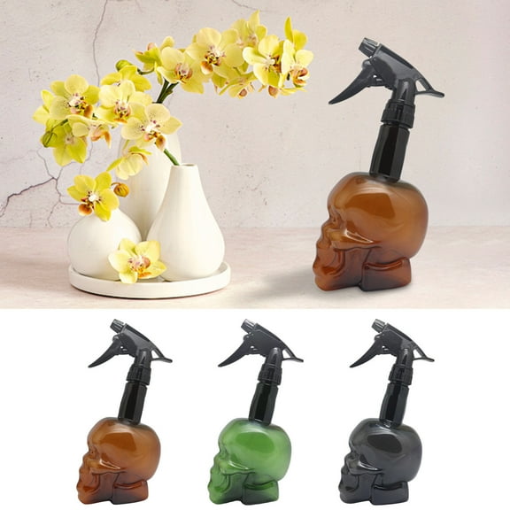 3Pcs Spray Bottle, Yannianjz Spray Bottle, 500ml High Pressure Fine Mist Water Sprayer for Hair, Greenery, Cleaning, Skull Design, Refillable Plastic Bottle, Adjustable Nozzle, Leak Proof
