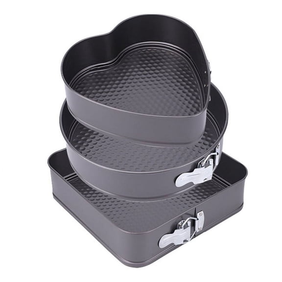 3Pcs Springform Cake Pan Non-Stick Cheese Cake Pan, Removable Bottom Leakproof Cake Pan for Baking Enthusiast Carbon Steel Black