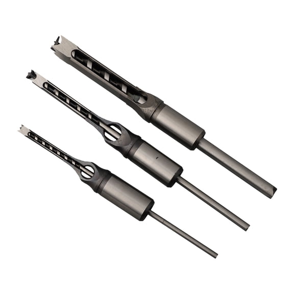 3Pcs Square Auger Drill Bit Set Mortising Woodworking Mortise Chisel