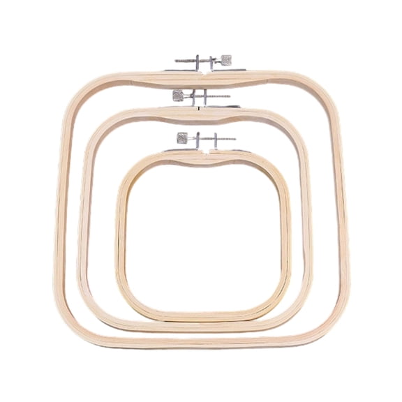 3Pcs Square Embroidery Frame for Needlework Stitching, Wood Embroidery Hoop Stitching Hoop Embroidery Display Frame