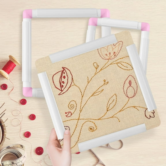 3Pcs Square Embroidery Hoops Plastic Embroidery Snap Frame Portable Embroidery Hoop Frame Multifunctional Embroidery Clip Frame Cross Stitch Hoops for Quilting Embroidery