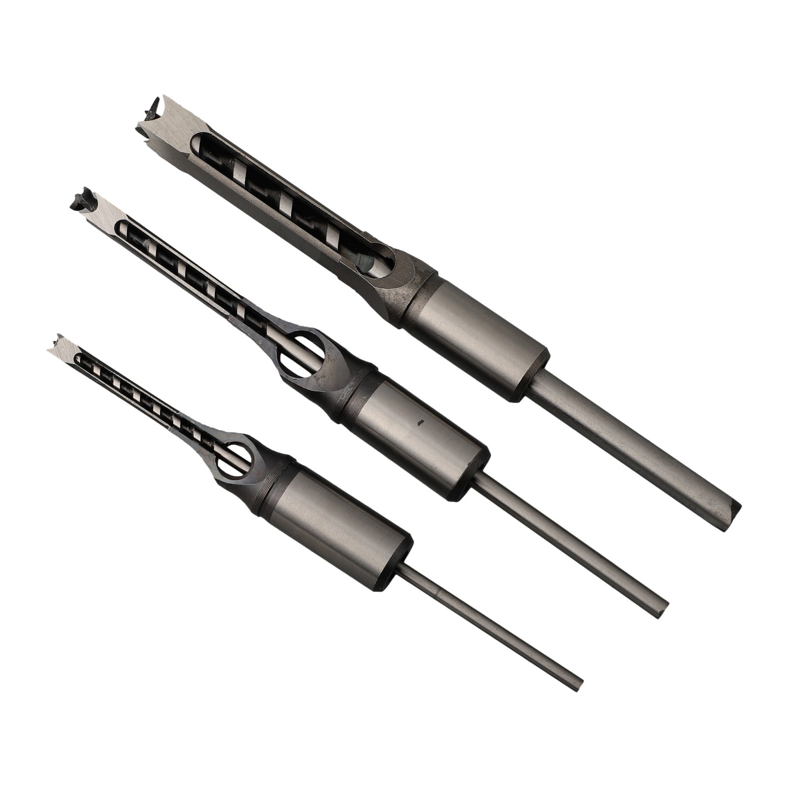 3Pcs Square Hole Auger Drill Bit Set Mortising Woodworking Saw Mortise Chisel