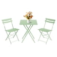 thumbnail image 1 of 3Pcs Square Patio Bistro Set, Folding Patio Bistro Table and Chairs Set of 2, Outdoor Patio Furniture Set, Metal Structure, No Assembly Need, for Balcony Yard Garden, 1 of 1