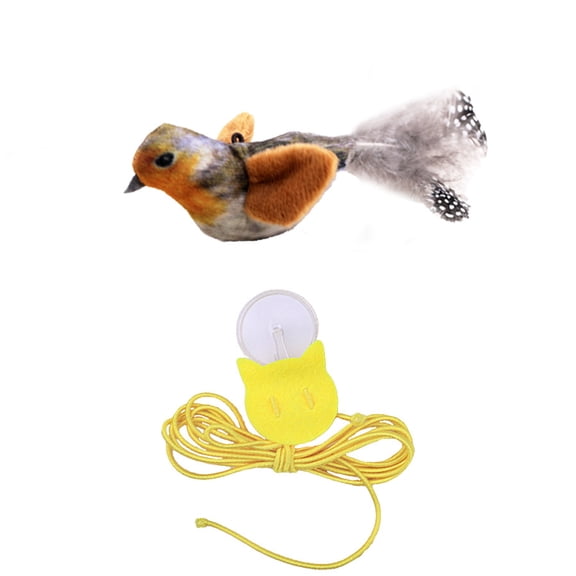 3Pcs Squeaky Bird Cat Toy Replacement Heads, Feather Bird Suction Cup Interactive Kitten Teaser Toys