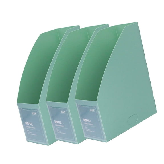 3Pcs Stackable File Magazine Rack with Clear Label Window Space Saving Magazine Book Organizers Document Storage Box