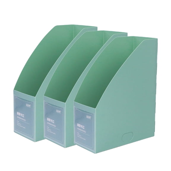 3Pcs Stackable File Magazine Rack with Clear Label Window Space Saving Magazine Book Organizers Document Storage Box
