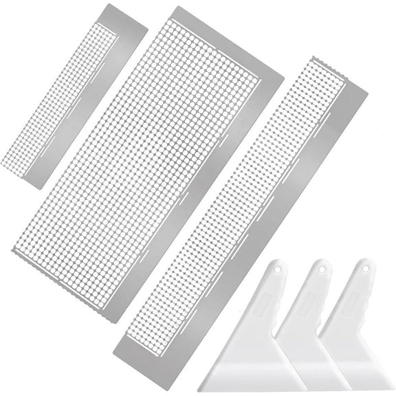 3Pcs Stainless Diamond Pasted Drawing Ruler Steel 5D Drawing Mesh Ruler with Fix Tools 240 520 1020 Blank Grids for Full Drill or Partial Drills DIY Art Crafts Diamond Painting Kits