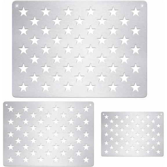3Pcs Stainless Steel 50 Star American Flag Stencil Set Thick Metal Flag Star Templates for Torch Branding Electro-Etching & DIY Crafts