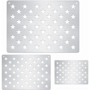 3Pcs Stainless Steel 50 Star American Flag Stencil Set Thick Metal Flag Star Templates for Torch Branding Electro-Etching & DIY Crafts