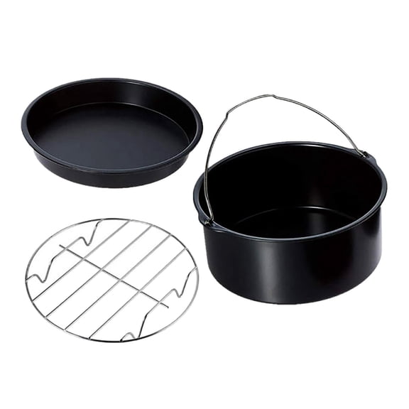 3Pcs Stainless Steel Baking Basket,Nonstick Coating fryer Accessories,Skewer Rack, Tray for Baking Home Cooking 8in