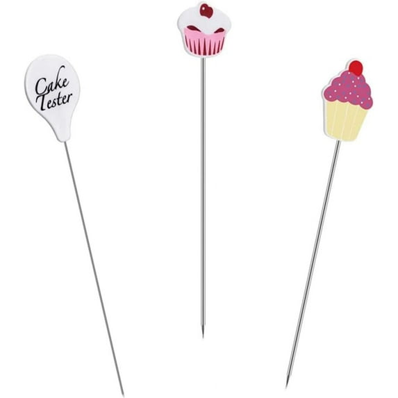 3Pcs Stainless Steel Cake Tester Reusable Metal Cake Probe Cake Testing Needle Home Bakery Muffin Bread Cake Tester Probe Skewer Pin Needle Kitchen Baking Assistant Tool,7.5 Inches