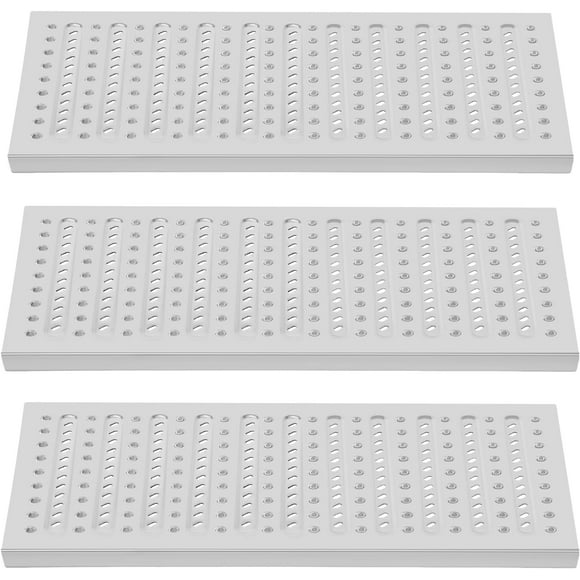 3Pcs Stainless Steel Channel Drain Grate Cover, Outdoor Metal Drainage Grates, Trench Drain Grates for Yard, Fence Line, Sidewalk, Sewer, Garden, Shower, 22.8x11.8x0.98 in