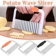 thumbnail image 1 of 3Pcs Stainless Steel Chip Cutter under $5! Yrmaups Wavy Potato Cutter, Stainless Steel Crinkle Cut French Fry Maker, Chip Knife with Wooden Handle, Kitchen Tool for Vegetables, Easy Clean, 1 of 9