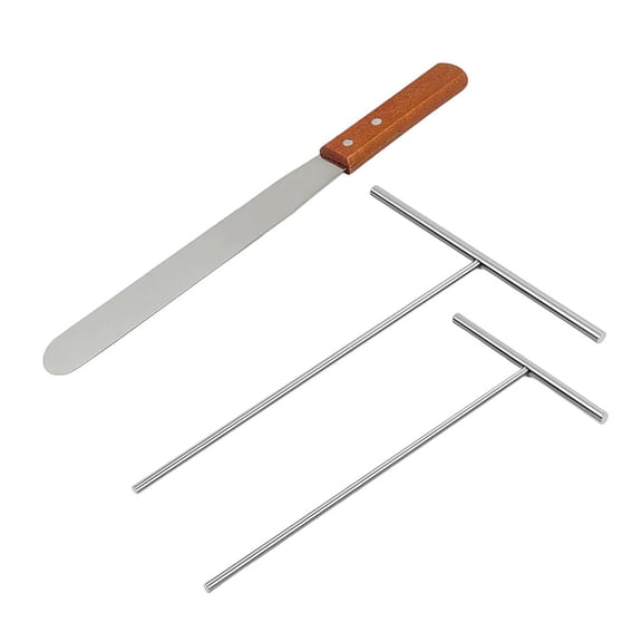 3Pcs Stainless Steel Crepe Spreader And Spatula T Shape Pancake Batter Spreader With Wooden Handle Turner Non Stick Flatbread Making For Home Kitchen Breakfast Silicone Baking Mat Sheets Air Fryer