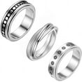 thumbnail image 1 of 3Pcs Stainless Steel Fidget Spinner Ring for Women Men Wedding Band Rings Set Anxiety Stress Relieving, 1 of 6