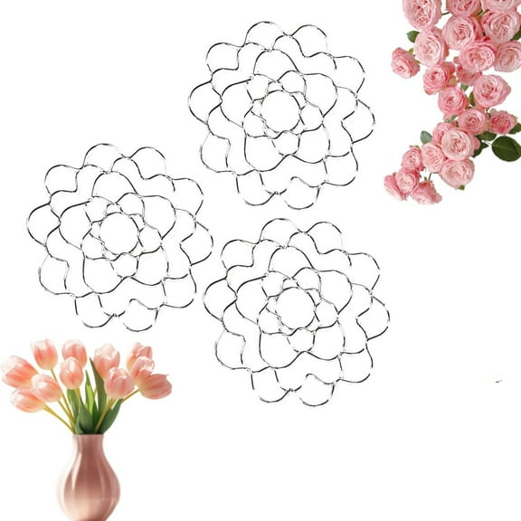 3Pcs Stainless Steel Floral Grid Organizer, Stainless Steel Floral Grid, Plant Flowers Stem Grid Holder Insert, Easy Arranger Floral Organizer for Vase Stems Bouquets, Reusable Floral Grid for Vase